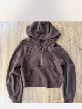 LULULEMON espresso dark brown scuba half zip oversized hoodie